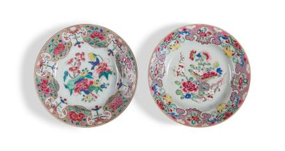 null TWO ROSE FAMILY
PORCELAIN PLACES
China, 18th century 
A decoration of flowers...