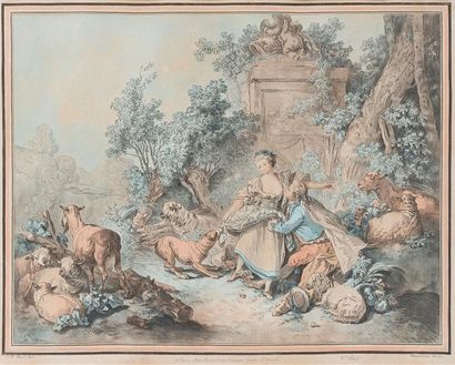 null D'APRES JEAN-BAPTISTE HUET (1745-1811)
L'offrande du berger (N°601) 
et La bergère...