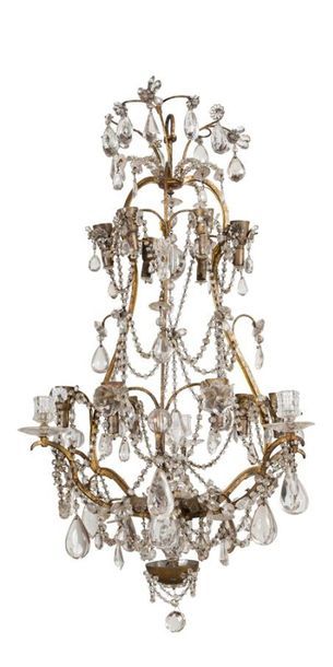 null BRASS CAGE LIGHT AND WOODEN LIGHTS
Fifteen arms of light in two rows.
Louis...