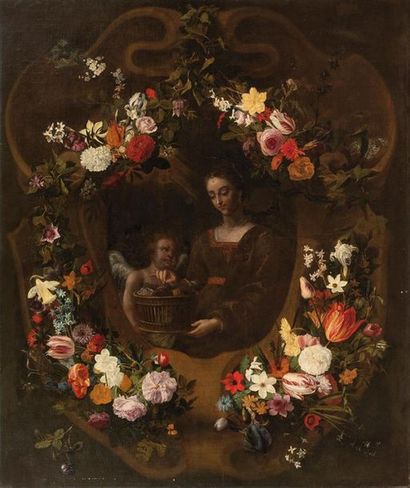 ATTRIBUE A JAN PHILLIP
VAN THIELEN (1618-1667)
Guirlande...