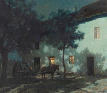 null François CACHOUD (1866-1943)
"L'auberge Saint Alban de Montbel - Lunes et ombres"
Huile...