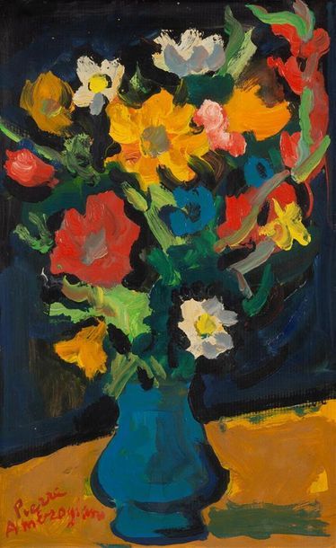 null Pierre AMBROGIANI (1907-1985)
"Bouquet de fleurs"
Huile sur papier signée en...