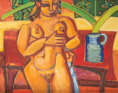 null Louis LATAPIE (1891-1972)
"Femme au pichet bleu"
Huile sur toile signée en bas...