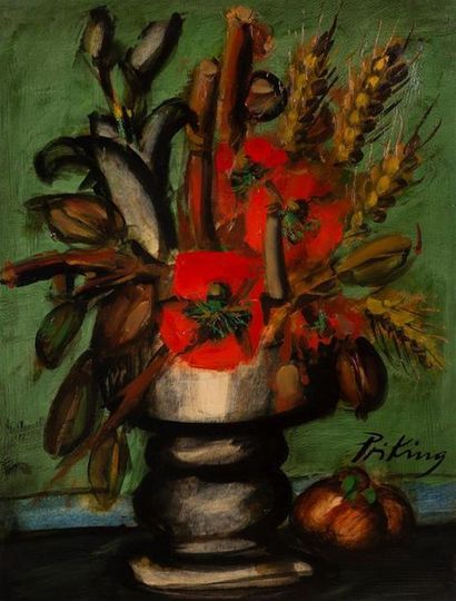 null Franz PRIKING (1929-1979)
"Bouquet de fleurs"
Papier marouflé sur toile signé...