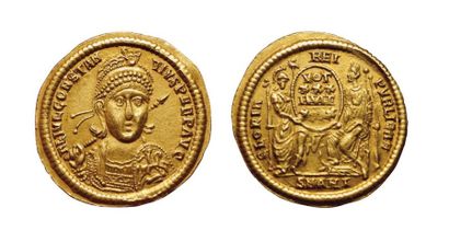 null CONSTANCE II
Solidus. 355-361. R/ GLORIA REIPVBLICAE. Rome et Constantinople...