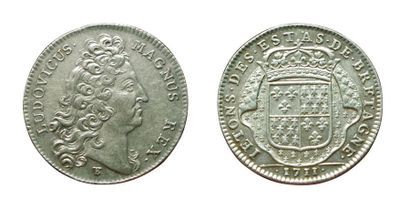null Jeton argent. Etats de Bretagne. Louis XIV. 1711. 29mm. 6,4grs. SUP 