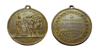 null Médaille. Bronze. Convention. Réunion des François le 10 Aout 1793. Par Dupré....