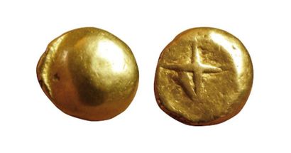 null SENONS
Statère d'or globulaire à la croix.2e-1er s. av. J.C. 
Croix en relief....