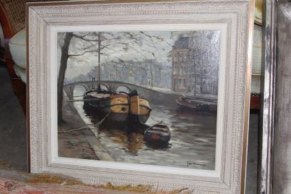 null JAN KORTHALS (1916-1972)
"Quai à Amsterdam"
Huile sur toile signée en bas à...