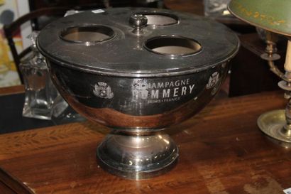 null Silver plated metal champagne bucket 3 bottles "Pommery" in Reims