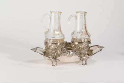 null Oil and vinegar cruet in the shape of a 950 thousandths silver shuttle with...