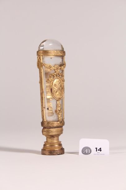 null Cachet Napoléon III en cristal et laiton doré de style Louis XVI, décor defiles...