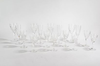 null Saint Louis Chantilly model (created in 1958), part of a cut crystal glass service...