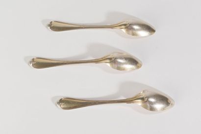 null Three small spoons in gilt red 950 thousandths with threads 1798-1809 coded...