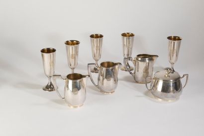 null Christofle set in silver metal Art Deco SA encrypted including: five champagne...