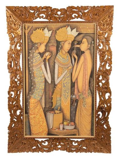 null Ketut Kasta (Born 1945) Indonesian

School "3 Women with Jewels", 2006
Oil on...
