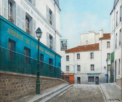 null A.RENOUX
"La bonne franquette à Montmartre"
Huile sur toile signee en bas à...