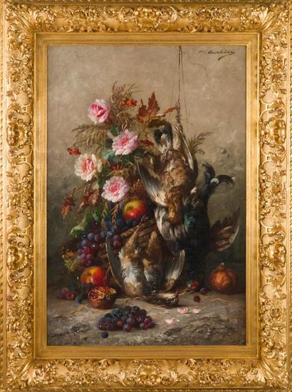 null MAX ALBERT CARLIER (1827-1938)
Still life with game birds, flowers and autumn...