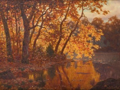  IVAN FEDOROVITCH CHOULTSE (1874-1939)
Bords d'étang en automne, 1922.
Huile sur... Gazette Drouot