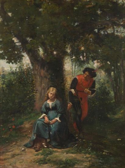 null LIONEL ROYER (1852-1926)
La rencontre entre Faust et Marguerite, 1876.
Huile...