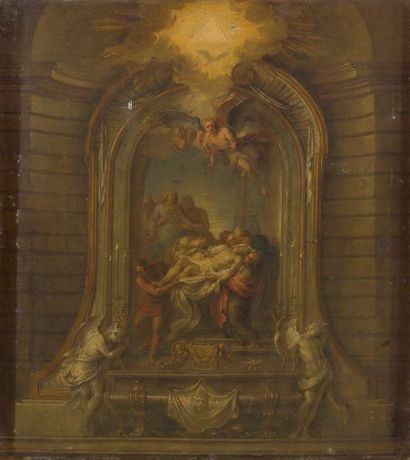 null CHARLES ANTOINE COYPEL (PARIS 1694-1752)
The tomb
Canvas.
In wooden frame and...