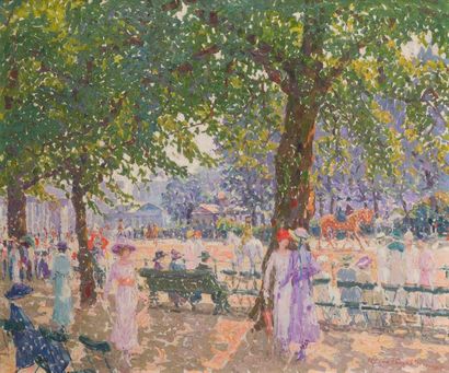 null ALPHONSE PROOST (1880-1957)
Rotten Row (Hyde Park) London.
Oil on canvas, signed,...