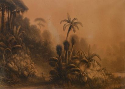 null MARCEL JUNCA
(1818-1878)
Souvenirs of Louisiana.
Two charcoal and stump drawings...