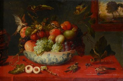 null IN THE TASTE OF FRANS SNYDERS
Still life with fruit and birds
Parquet panel.
In...