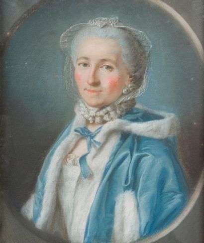 null ECOLE FRANÇAISE DU XVIIIème SIECLE
Portrait de dame de qualité
Pastel en ovale.
59...