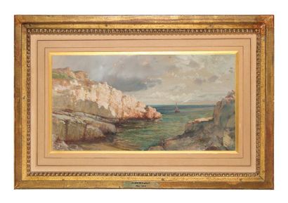null RAPHAEL PONSON (1835-1904)
Calanque in the Mediterranean.
Gouache.
Signed lower...