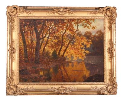 null IVAN FEDOROVITCH CHOULTSE (1874-1939)
Pond edges in autumn, 1922.
Oil on canvas,...
