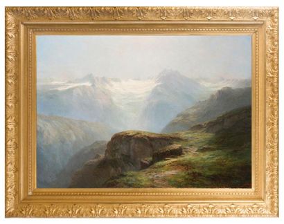null LEBERECHT LORTET (1826-1901)
Alpine landscape.
Oil on canvas, signed lower right.
101...