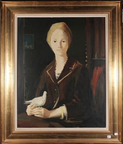 null JONATHAN ZUTTER (1928-1998)
Portrait de dame à la colombe
Huile sur toile signée...