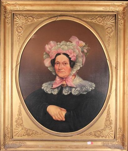 null ÉCOLE DU XIXème
Portrait d'une femme à la coiffe
Huile sur toile en ovale
77...