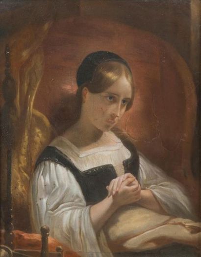 null D'APRÈS HENRY SCHEFFER (1798-1862)
Marguerite au rouet
Pastel contrecollé sur...