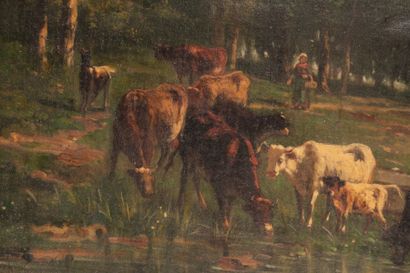 null FERNAND LUTSCHER (1843-1923)
Scène pastorale
Huile sur toile signée en bas à...
