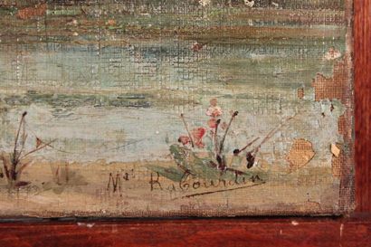 null ÉCOLE XIXème 
Paysage fluvial animé
Huile sur toile signée en bas à droite RABOURDIN
32...