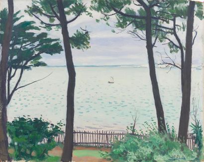  Albert MARQUET (1875-1947) Bassin d'Arcachon, Jardin au Pyla, 1935. Oil on panel...