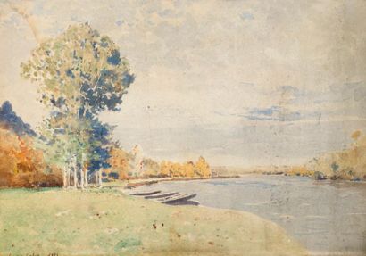 null Louis-Alexandre CABIÉ (1854-1939)
Paysage bord de rivière, 1895.
Aquarelle,...