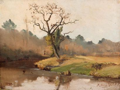 null Raoul DOSQUE (1860-1937)
Ruisseau à Cestas.
Oil on canvas signed lower right.
24.5...