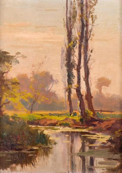 null Louis Marius GUEIT (1877-1956)
Riverside, 1919.
Oil on panel, signed lower right...