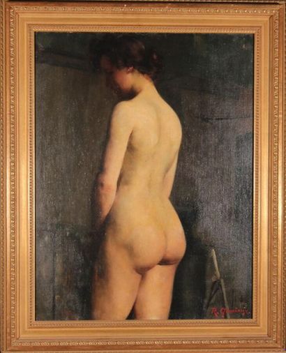 null Gustave Francois Raoul QUENIOUX (1865-1949)
Model back.
Oil on canvas signed...