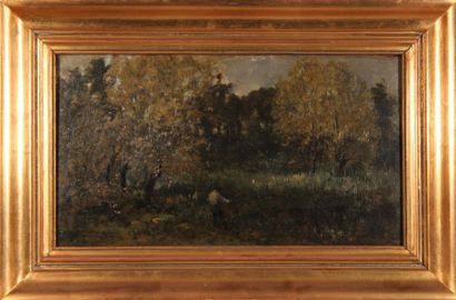 null Eugène CICERI (1813-1890)
Peasant by a pond.
Oil on panel, signed lower left.
25...