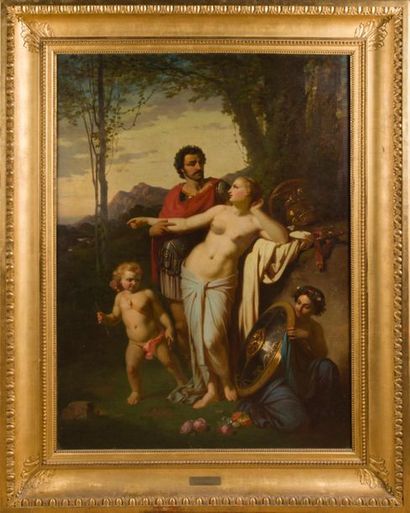 null Claude-Aimé dit Charles QUINSAC (1811-1879)
Vénus et Mars.
Huile sur toile signée...
