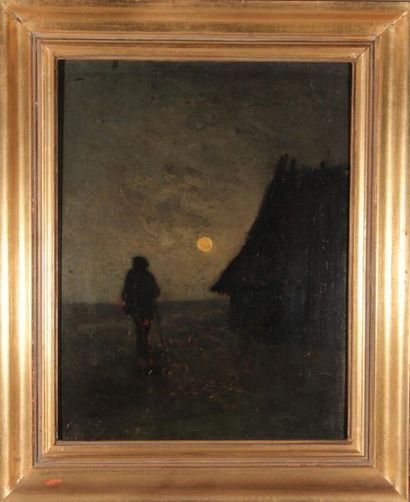 null Félix Eugène CANTEGRIL (18461914)
La rentrée à la bergerie, Landes.
Oil on panel,...