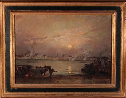 null Pierre-Louis CAZAUBON (1873-1950)
Port of Bordeaux in the moonlight.
Oil on...