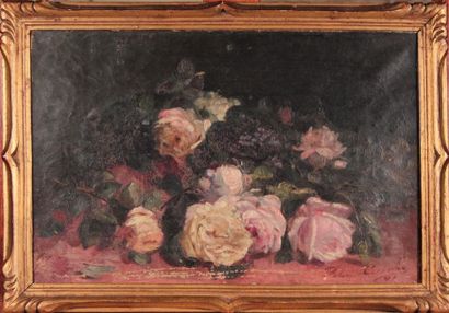 null Félix CARMES (1863-1938)
Throw of roses.
Oil on canvas, signed lower right and...