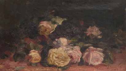 null Félix CARMES (1863-1938)
Throw of roses.
Oil on canvas, signed lower right and...