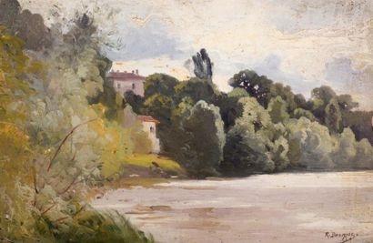 null Raoul DOSQUE (1860-1937)
La Dordogne à Arveyres
Huile sur panneau signée en...