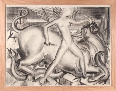 null Pierre-Georges THERON (1918-2000)
Study for "The Sacrifice of Mithras".
Charcoal...